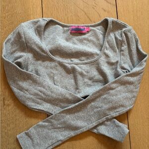 Edikted Gray Long Sleeve Crop Top